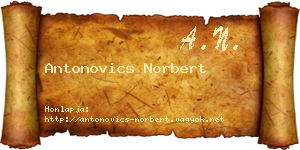 Antonovics Norbert névjegykártya
